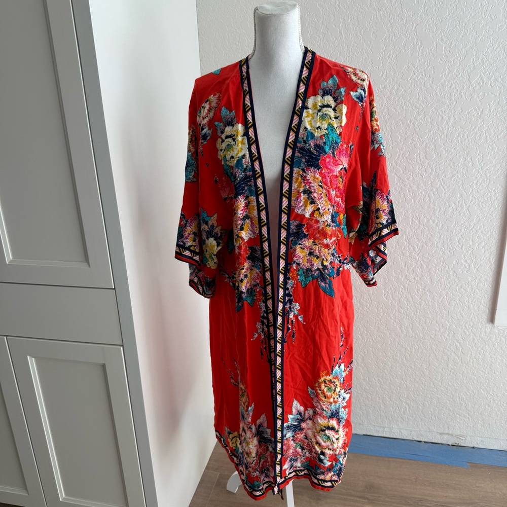 Flying Monkey Red Floral Kimono